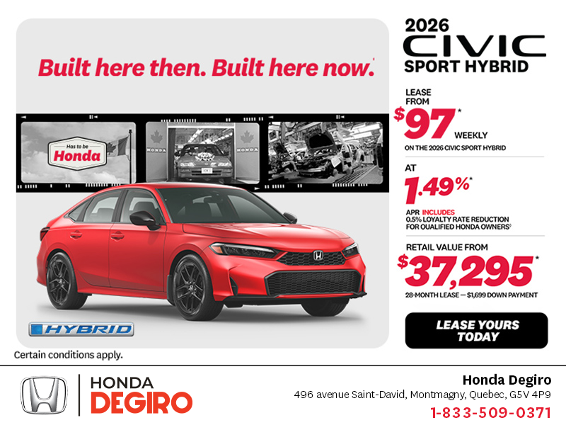 Get the 2026 Honda Civic Sedan Hybrid! 
