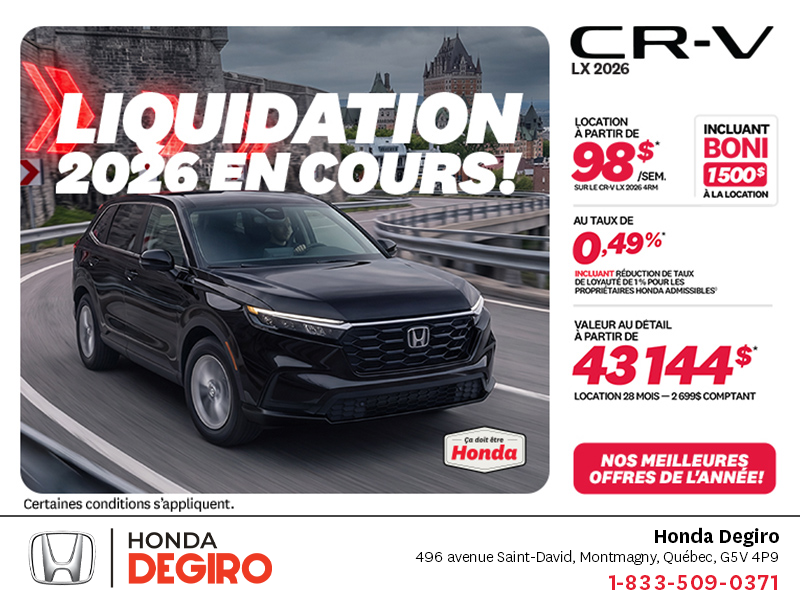 Obtenez la Honda CR-V 2026!