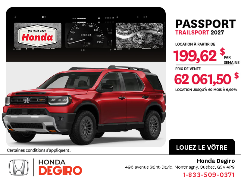 Obtenez le Honda Passport 2027 !