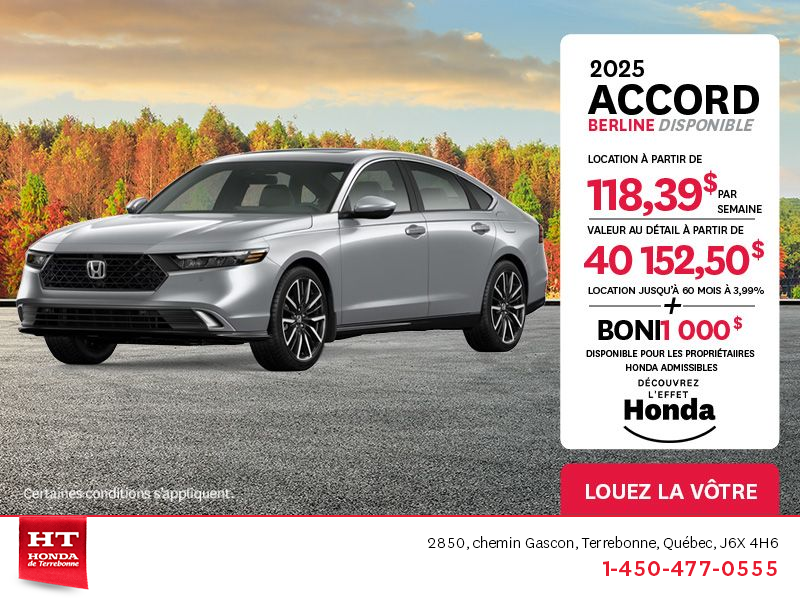 Obtenez la Honda Accord 2025 !