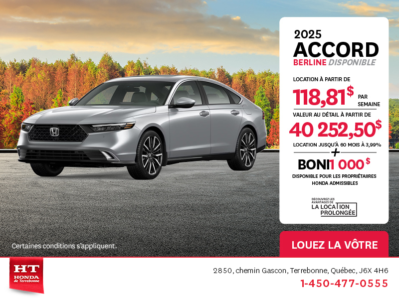 Obtenez la Honda Accord 2025 !