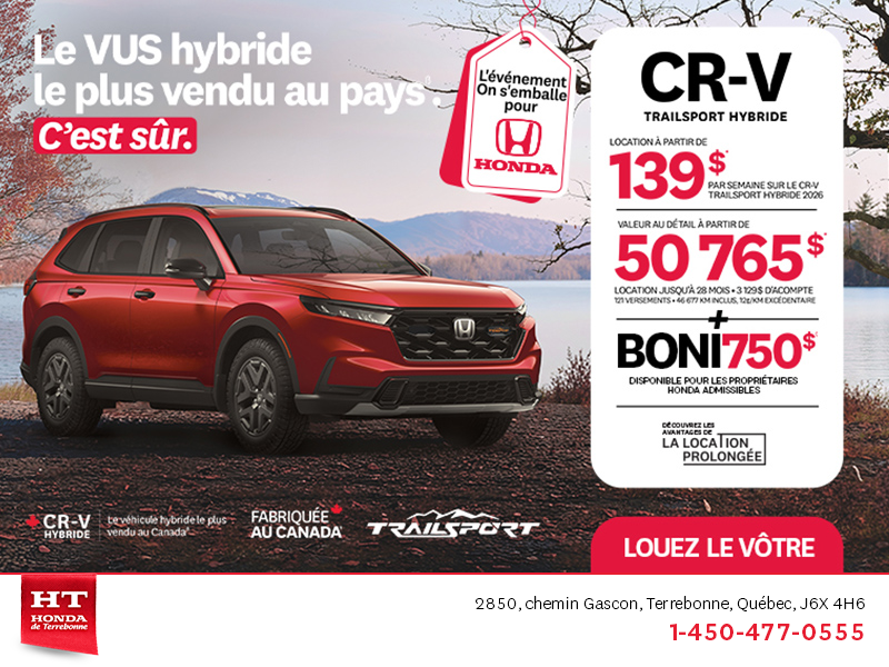 Obtenez le Honda CR-V Hybride 2026!