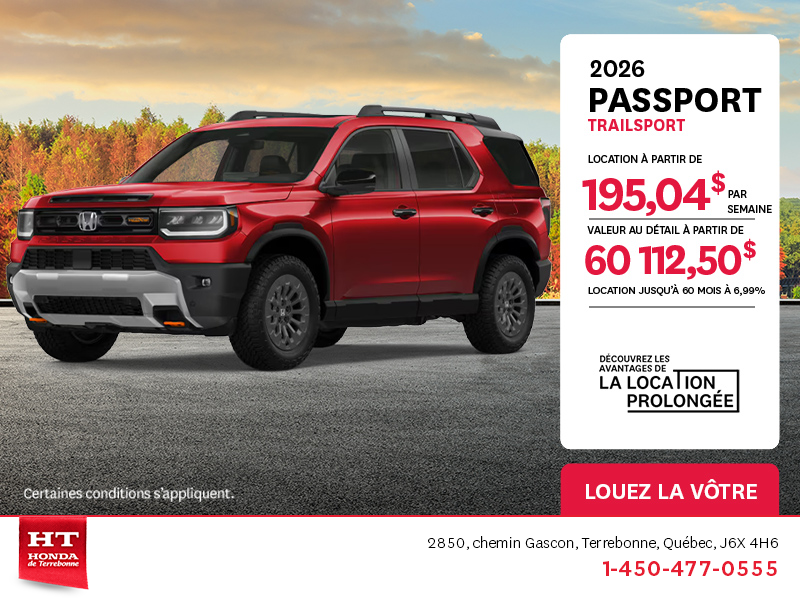 Obtenez le Honda Passport 2026 !