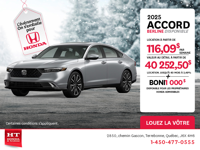 Obtenez la Honda Accord 2025 !