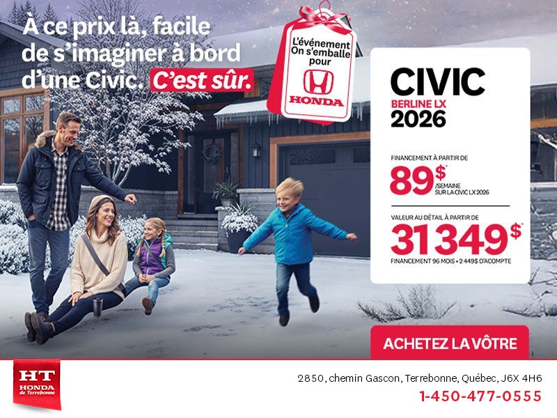 Obtenez le Honda Civic Berline 2026 !