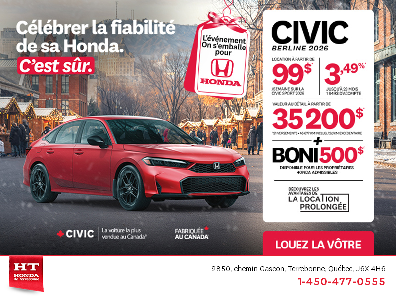 Obtenez le Honda Civic Sport 2026 !