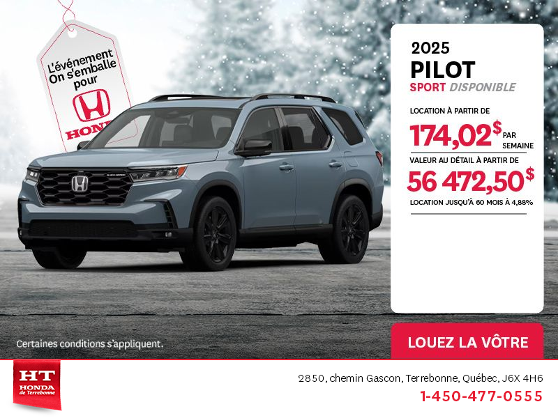 Obtenez le Honda Pilot 2025 !