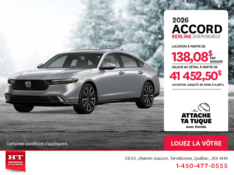 Obtenez la Honda Accord 2026 !
