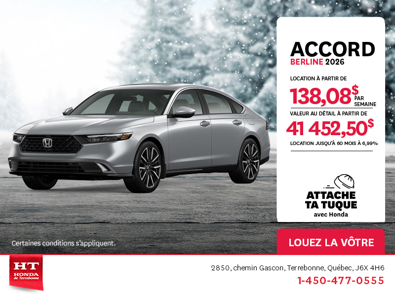 Obtenez la Honda Accord 2026 !