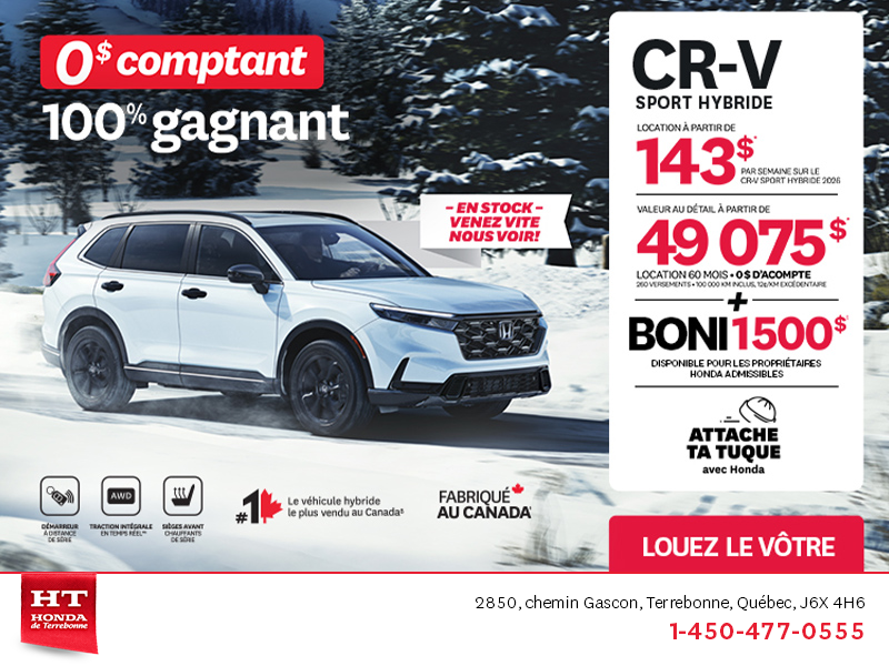Obtenez le Honda CR-V Hybride 2026!