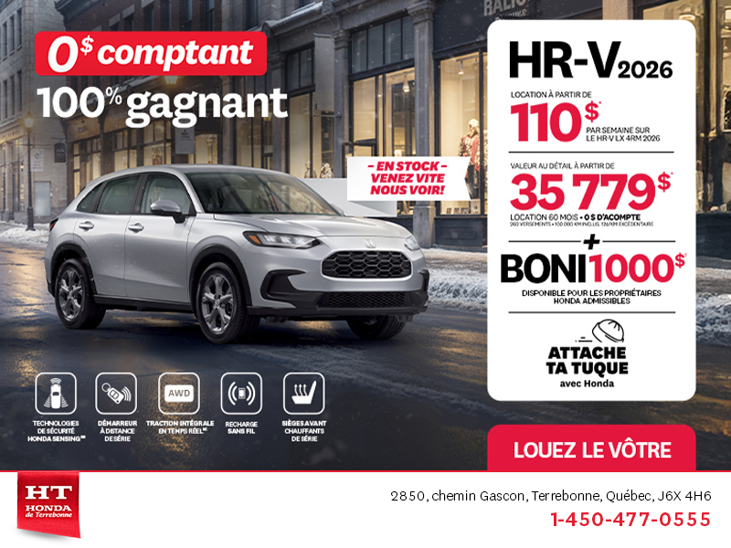 Obtenez le Honda HR-V 2026!