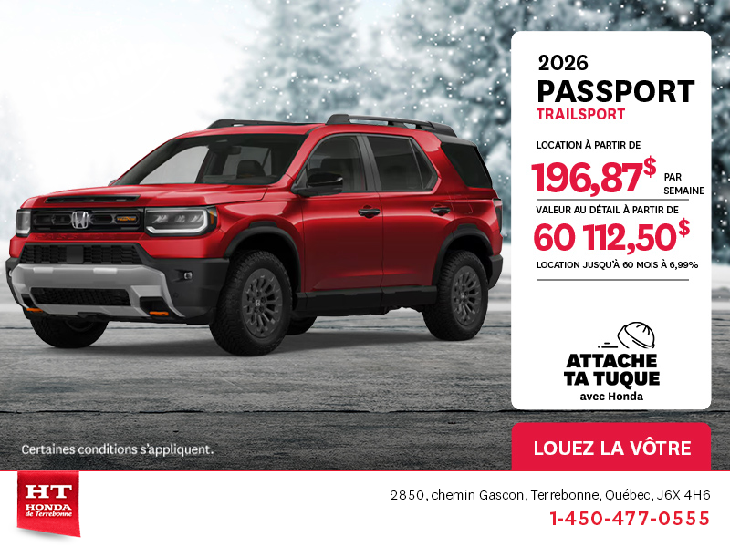 Obtenez le Honda Passport 2026 !