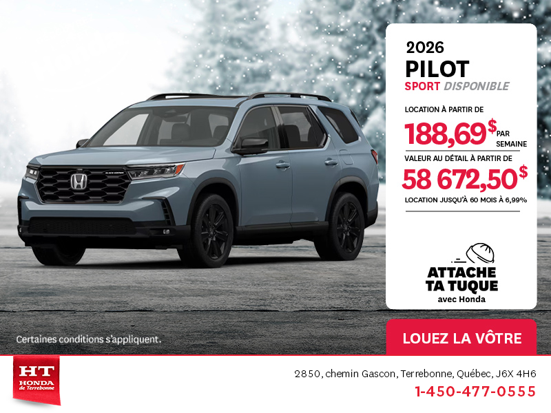 Obtenez le Honda Pilot 2026 !