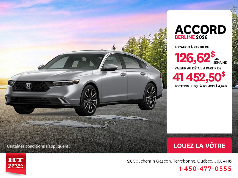 Obtenez la Honda Accord 2026 !