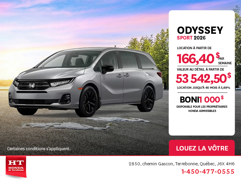 Obtenez le Honda Odyssey 2026 !