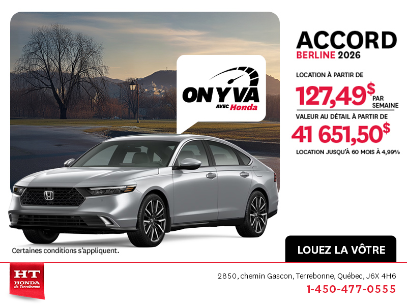 Obtenez la Honda Accord 2026 !
