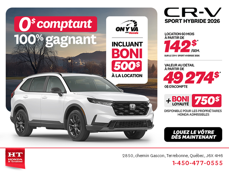 Obtenez le Honda CR-V Hybride 2026!