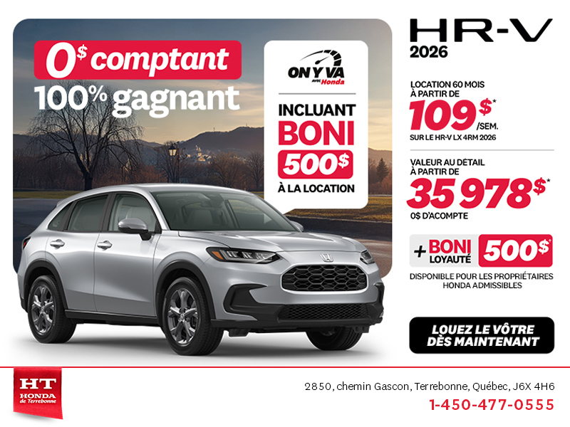 Obtenez le Honda HR-V 2026!