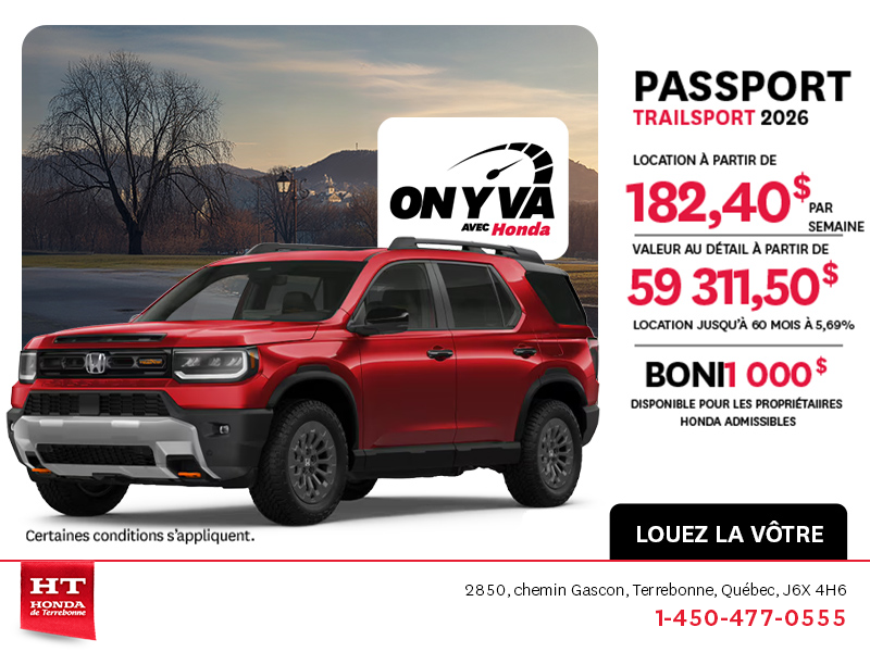 Obtenez le Honda Passport 2026 !