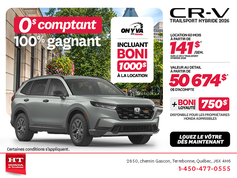 Obtenez la Honda CR-V Hybride 2026!