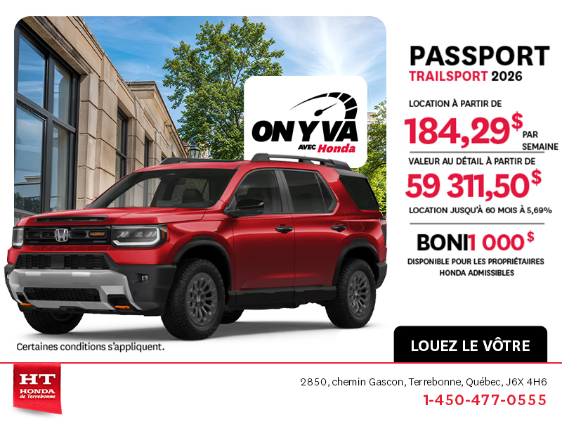 Obtenez la Honda Passport 2026 !