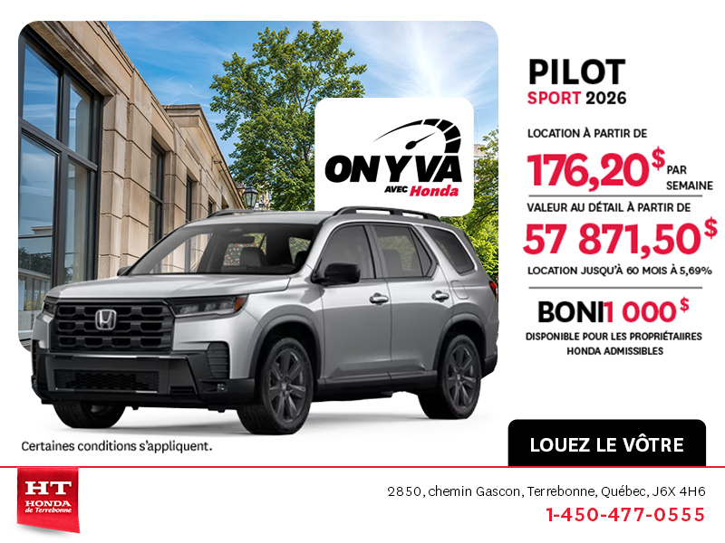 Obtenez la Honda Pilot 2026 !