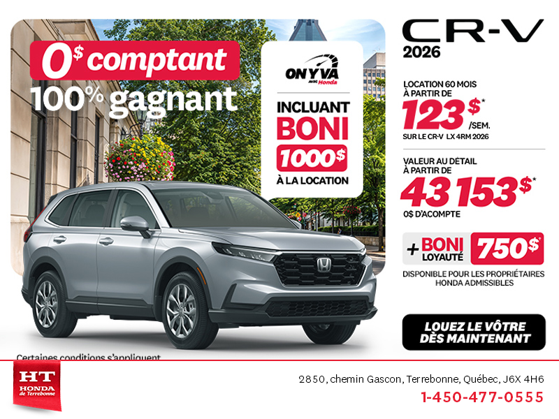 Obtenez la Honda CR-V 2026!