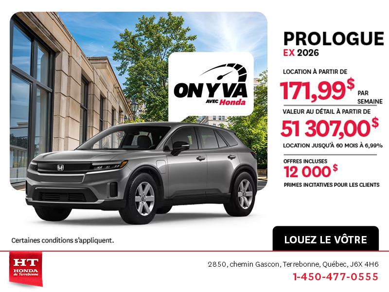 Obtenez la Honda Prologue 2026 !