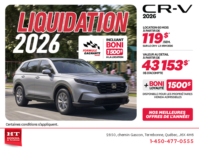 Obtenez la Honda CR-V 2026!