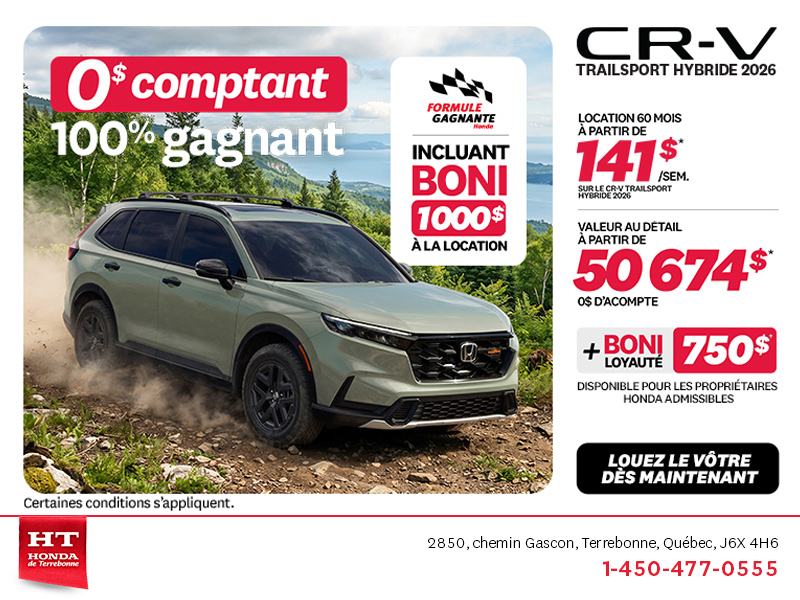 Obtenez la Honda CR-V Hybride 2026!