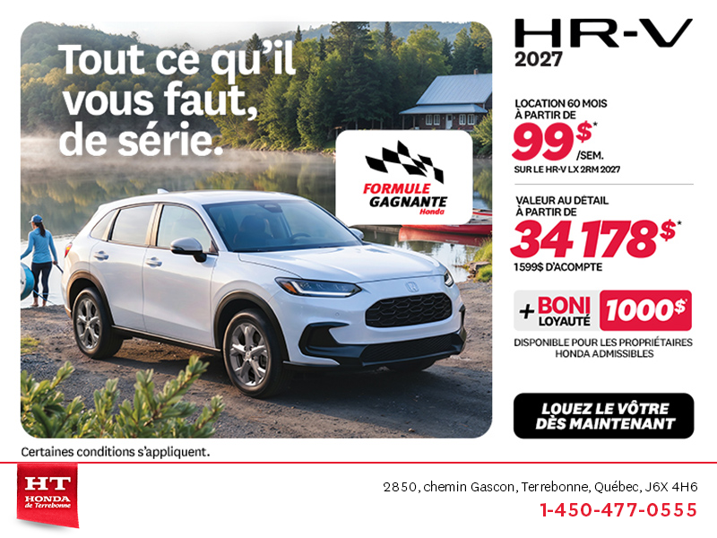 Obtenez la Honda HR-V 2027!