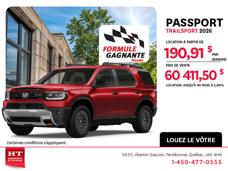 Obtenez la Honda Passport 2026 !