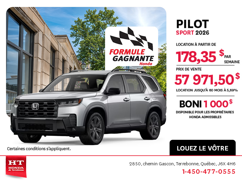 Obtenez la Honda Pilot 2026 !