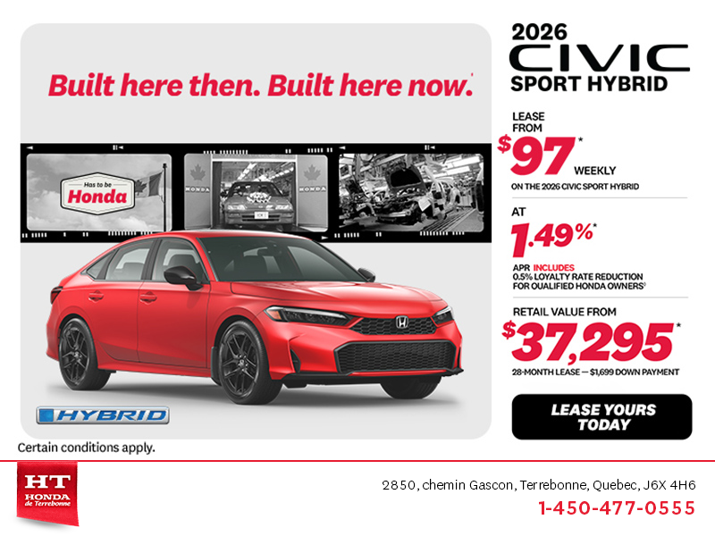 Get the 2026 Honda Civic Sedan Hybrid! 
