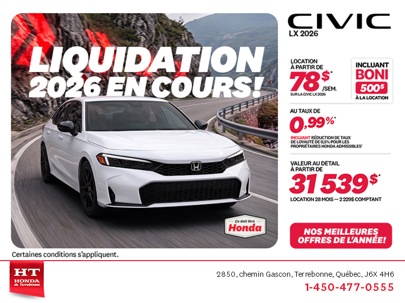 Obtenez la Honda Civic 2026 !