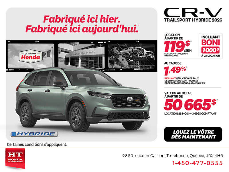 Obtenez la Honda CR-V Hybride 2026!