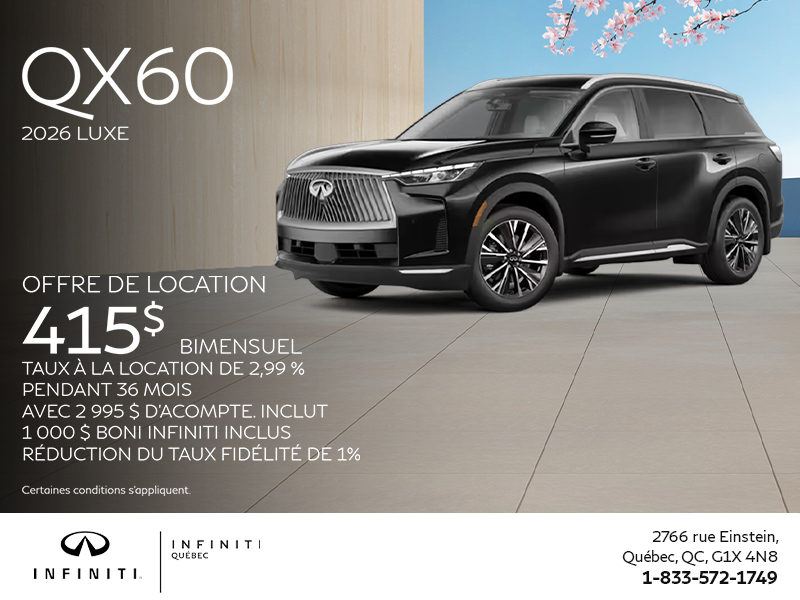 Procurez-vous le INFINITI QX60 2026 !