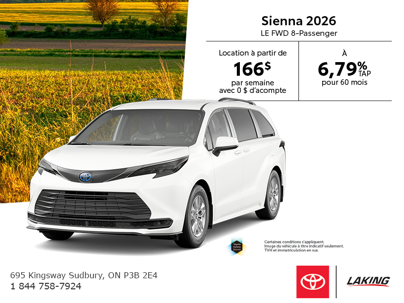 Toyota Sienna Hybride LE 4RM 8-Passager 2026