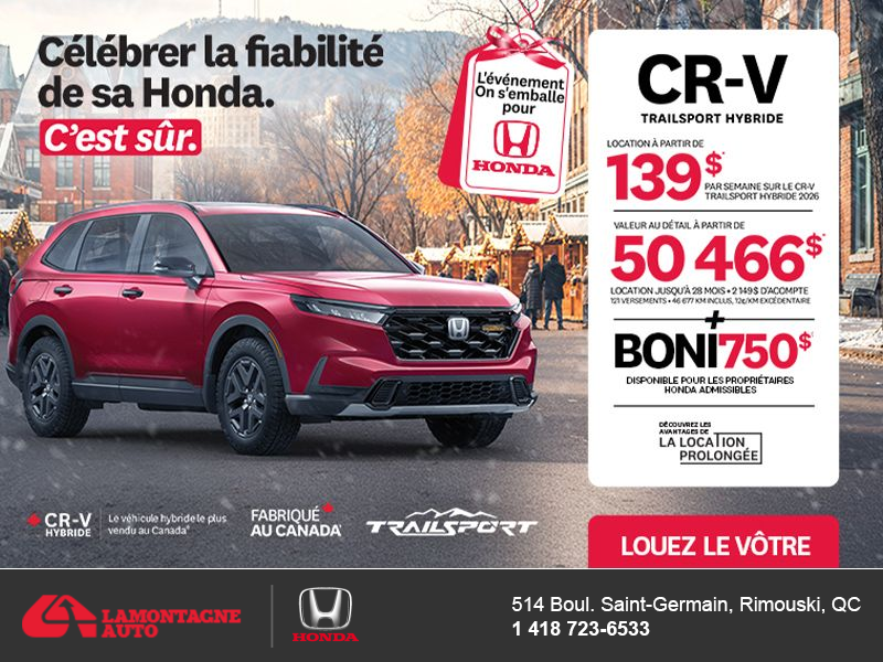 Obtenez le Honda CR-V Hybride 2026!