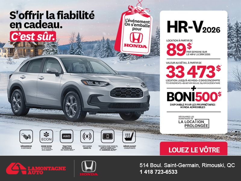 Obtenez le Honda HR-V 2026!