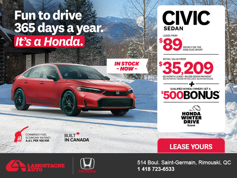 Get the 2026 Honda Civic Sedan! 