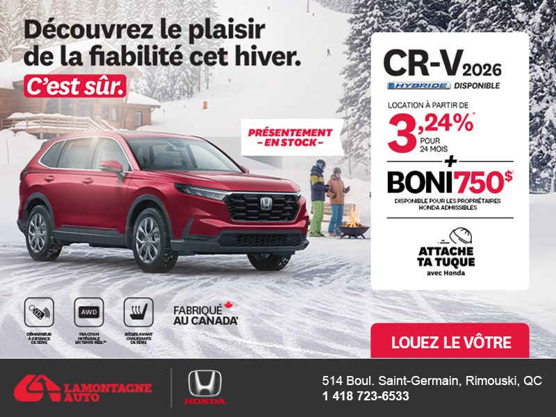 Obtenez le Honda CR-V 2026!