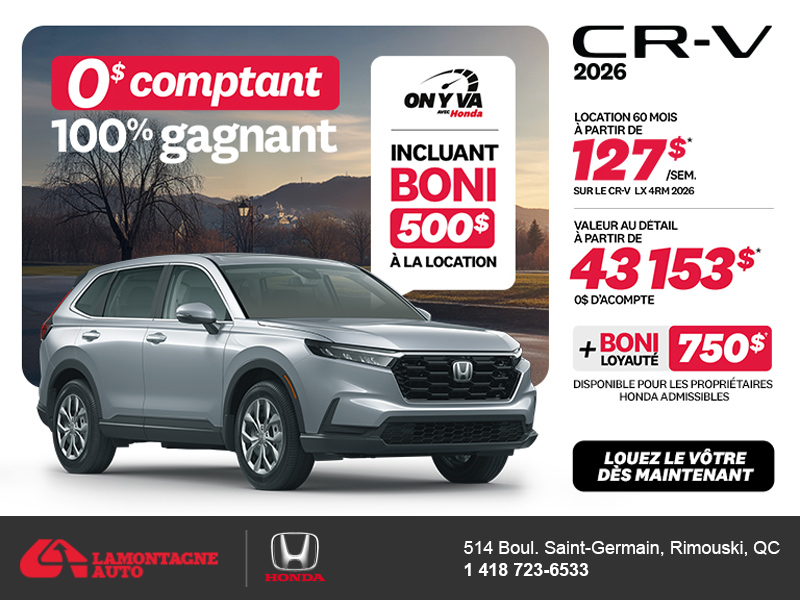 Obtenez le Honda CR-V 2026!