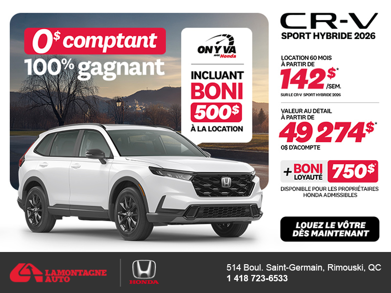 Obtenez le Honda CR-V Hybride 2026!