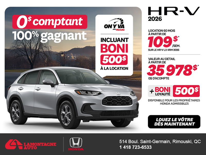 Obtenez le Honda HR-V 2026!