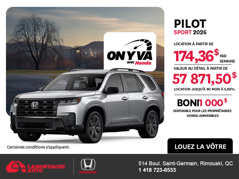 Obtenez le Honda Pilot 2026 !