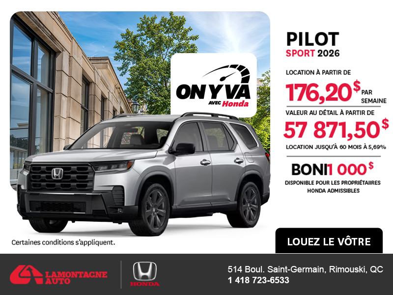 Obtenez la Honda Pilot 2026 !