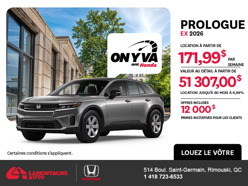 Obtenez la Honda Prologue 2026 !