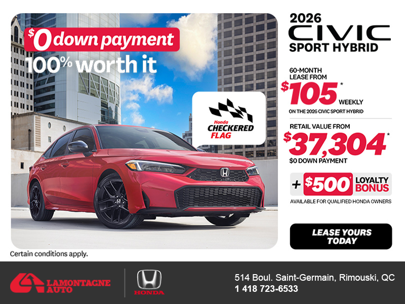 Get the 2026 Honda Civic Sedan Hybrid! 
