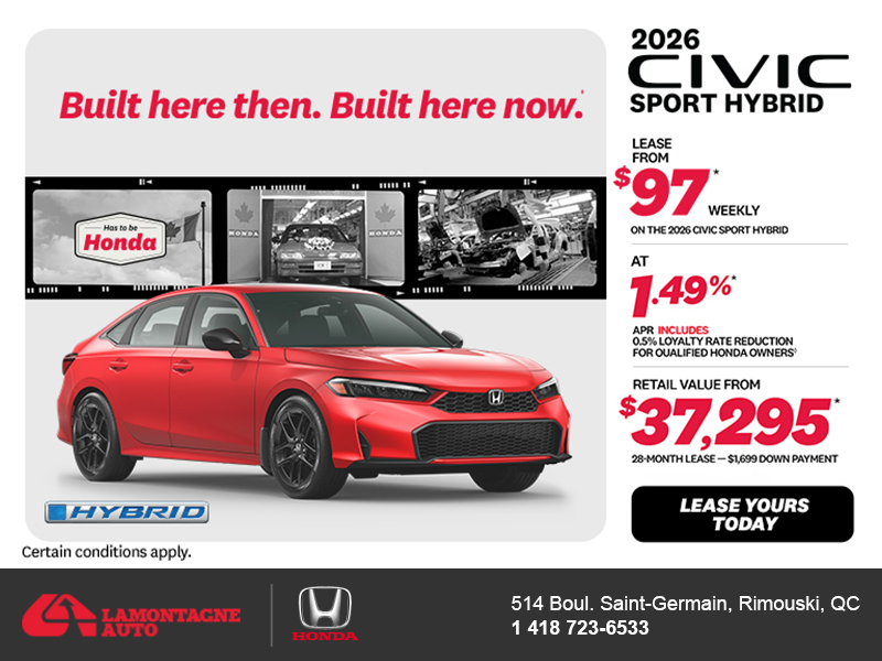 Get the 2026 Honda Civic Sedan Hybrid! 